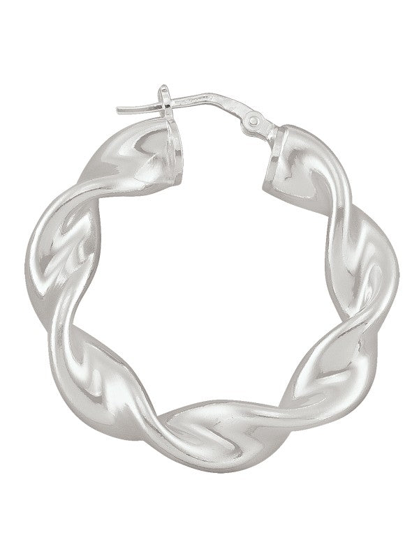 N7612 - STERLING SILVER FANCY TWIST HOOP EARRING