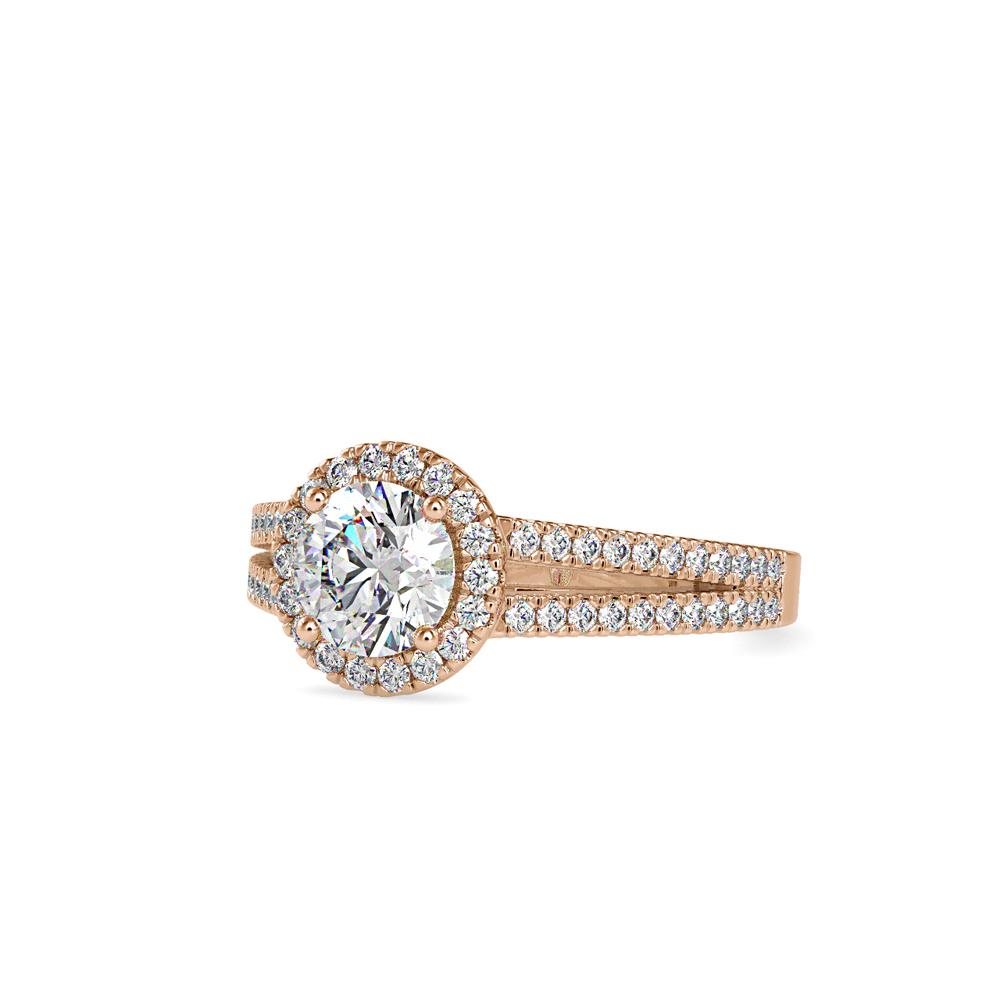 Round Halo Split Shank Engagement Ring