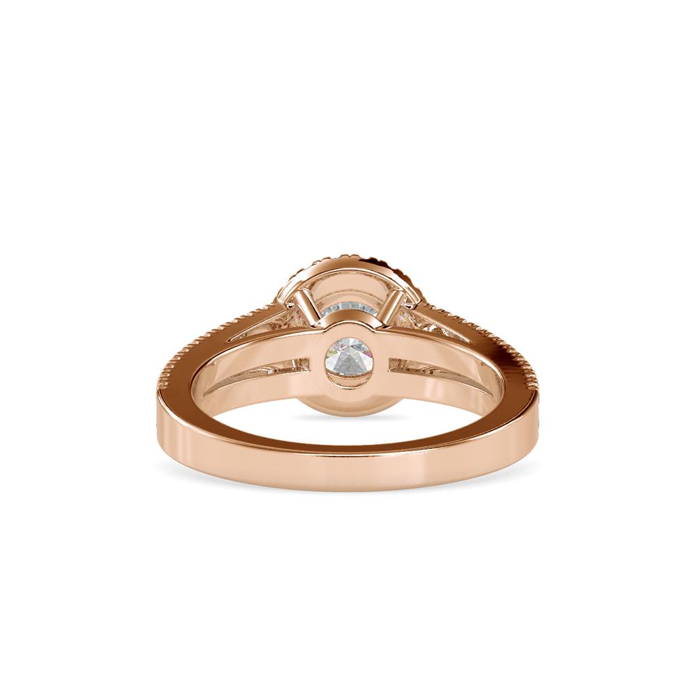 Round Halo Split Shank Engagement Ring
