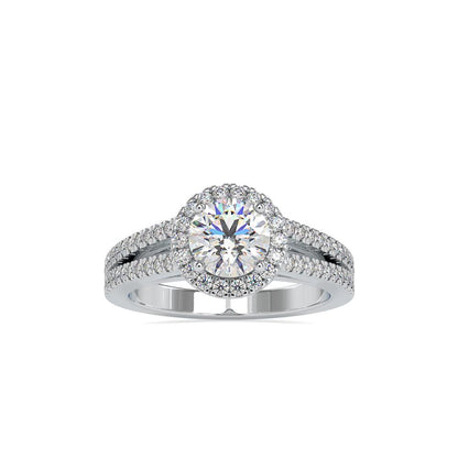Round Halo Split Shank Engagement Ring