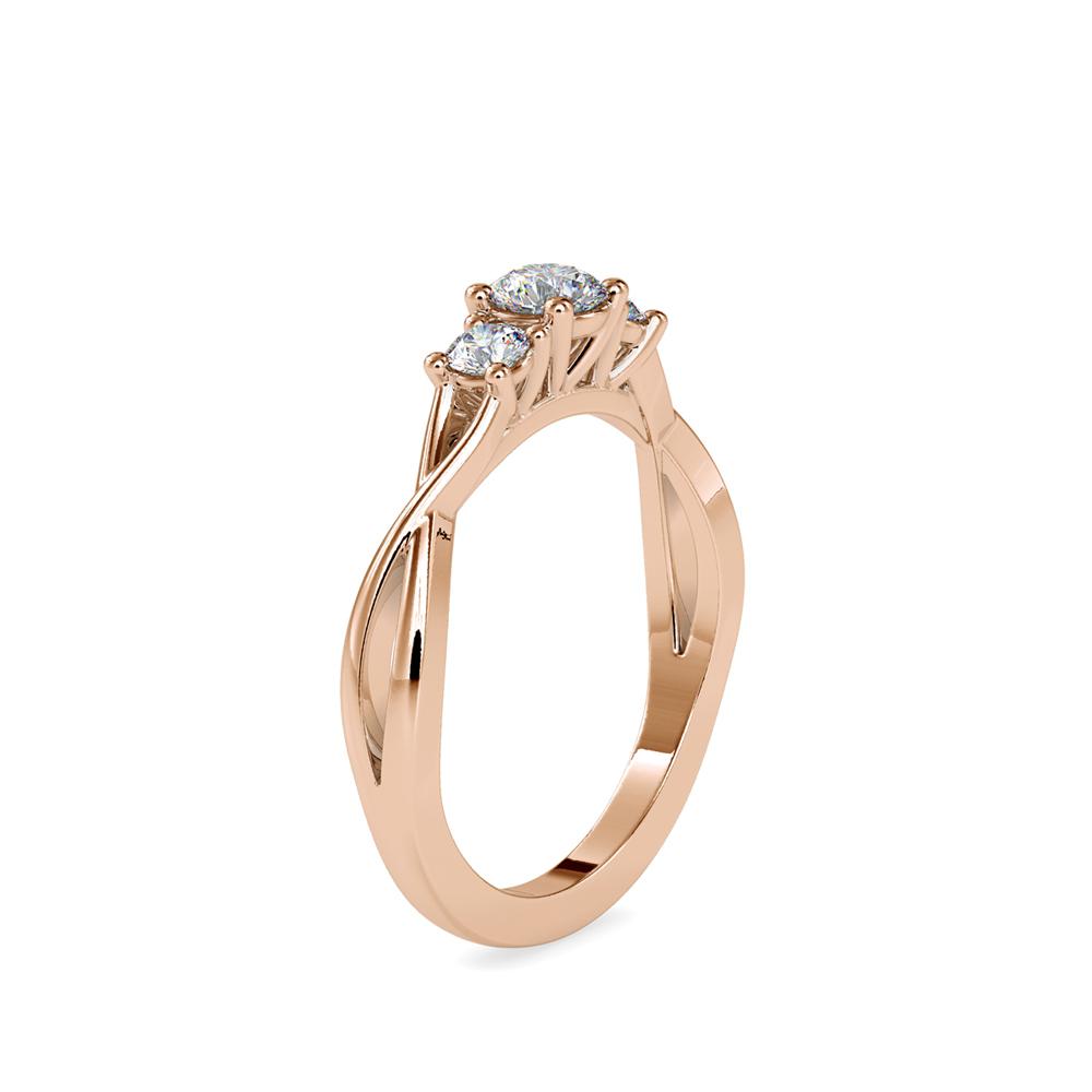 3 Stone Twisted Shank Engagement Ring