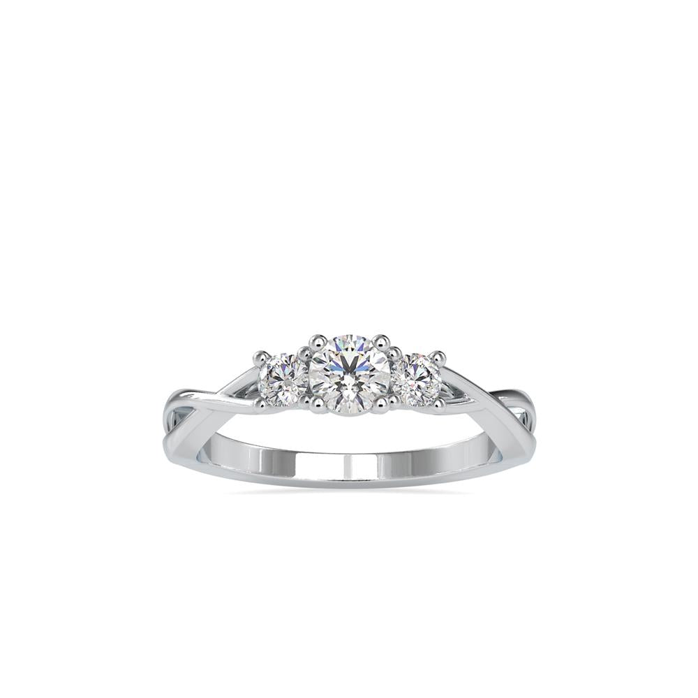 3 Stone Twisted Shank Engagement Ring
