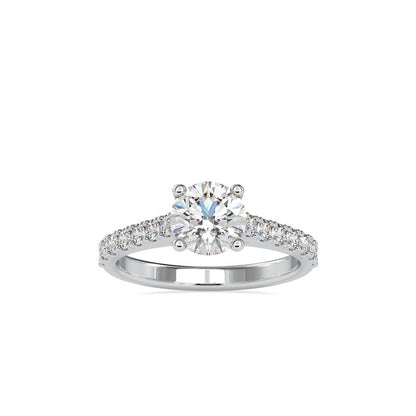 Petite 4 Prong French Pave Diamond Engagement Ring