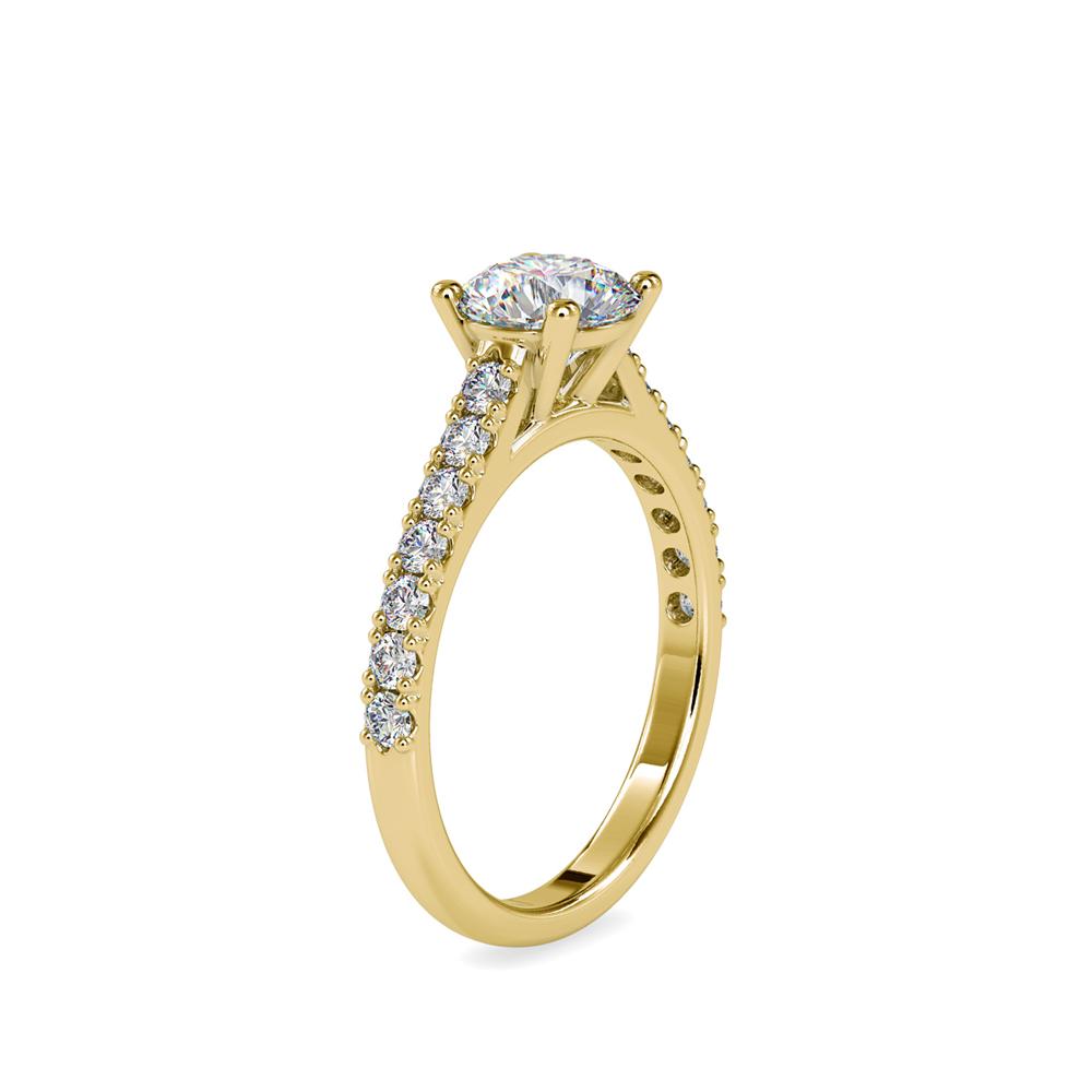 Petite 4 Prong French Pave Diamond Engagement Ring