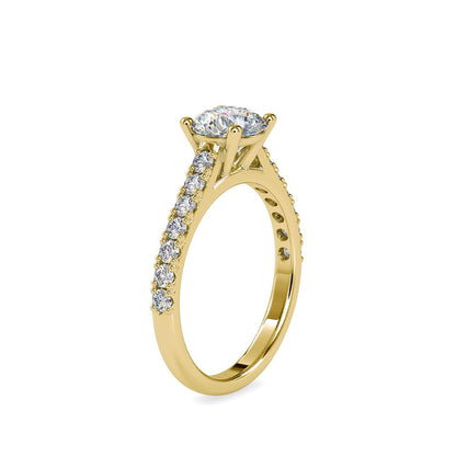 Petite 4 Prong French Pave Diamond Engagement Ring