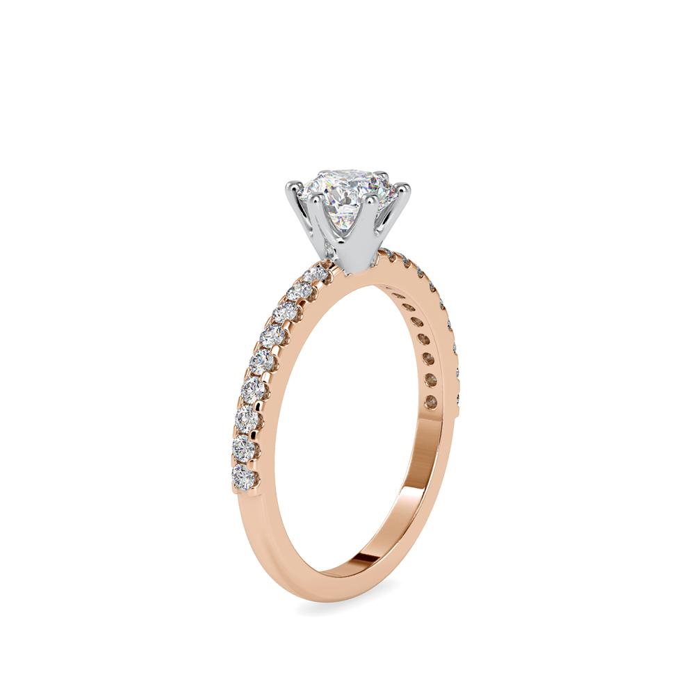 Petite 6 Prong Riviera Pave Diamond Engagement Ring