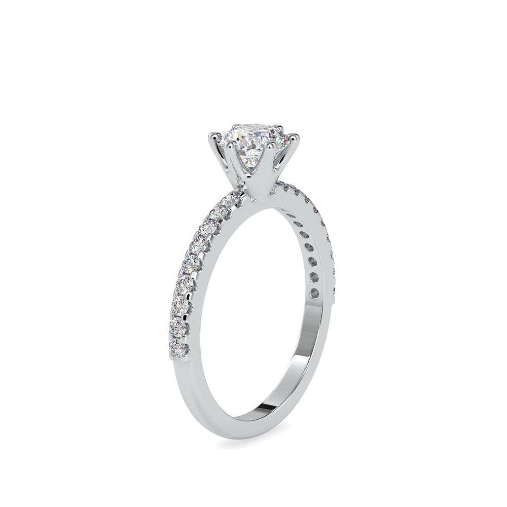 Petite 6 Prong Riviera Pave Diamond Engagement Ring