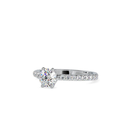 Petite 6 Prong Riviera Pave Diamond Engagement Ring