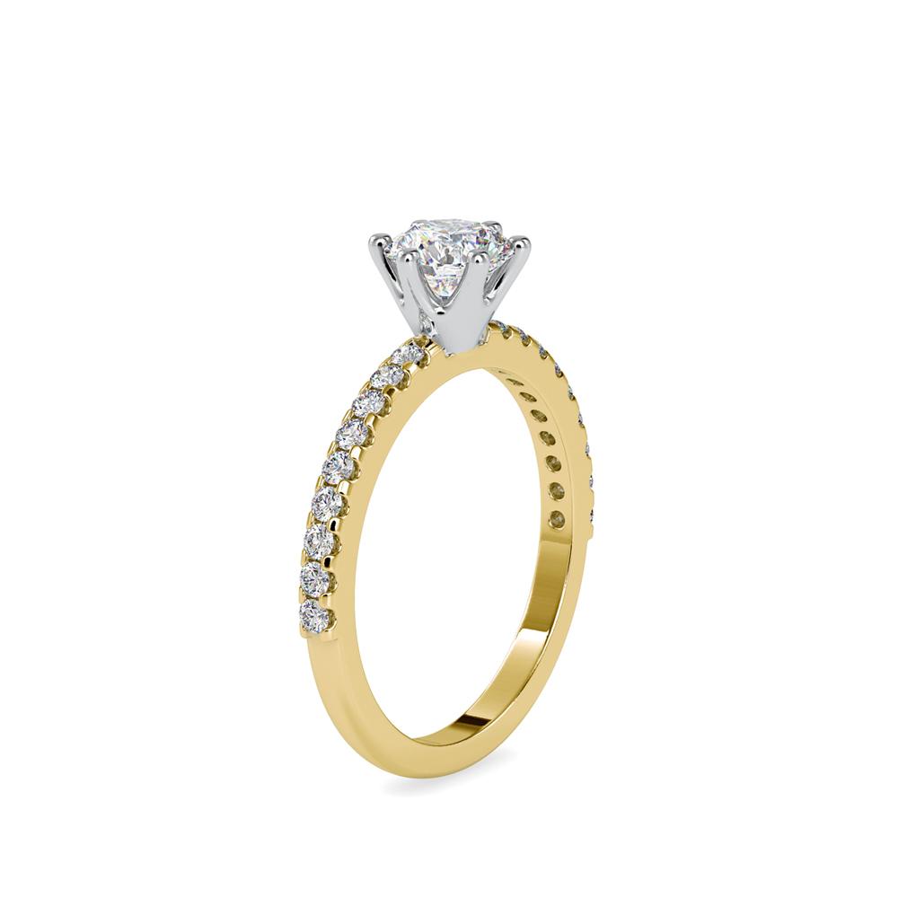 Petite 6 Prong Riviera Pave Diamond Engagement Ring