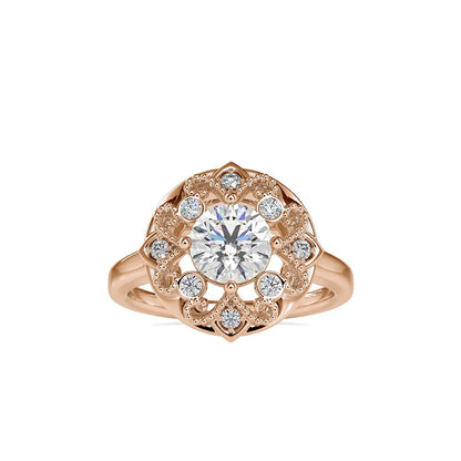 Round Vintage Halo Engagement Ring