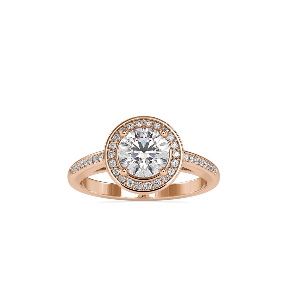 Round Halo Micropave Diamond Enagagement Ring