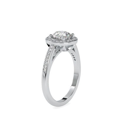 Round Halo Micropave Diamond Enagagement Ring