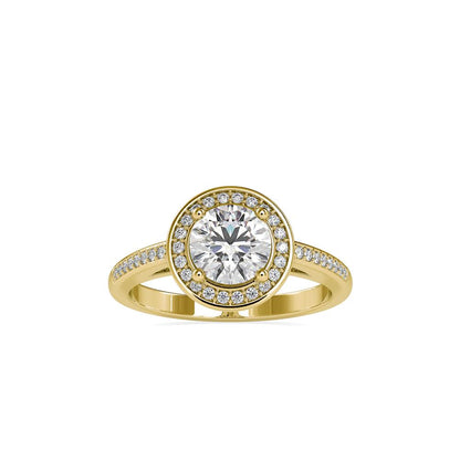 Round Halo Micropave Diamond Enagagement Ring