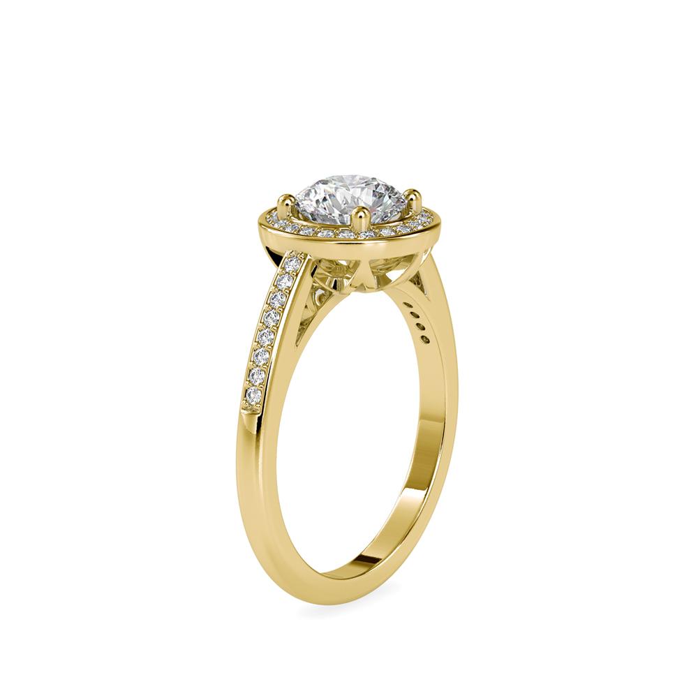 Round Halo Micropave Diamond Enagagement Ring