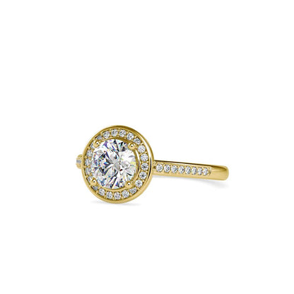 Round Halo Micropave Diamond Enagagement Ring