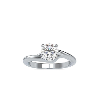 Swirl Bypass Solitaire Diamond Engagement Ring
