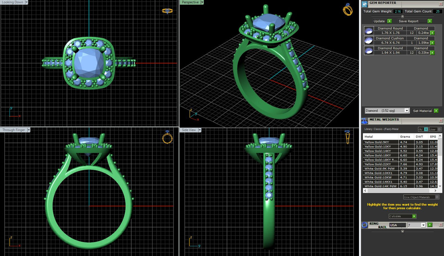 Vintage Cushion Halo Diamond Engagement Ring