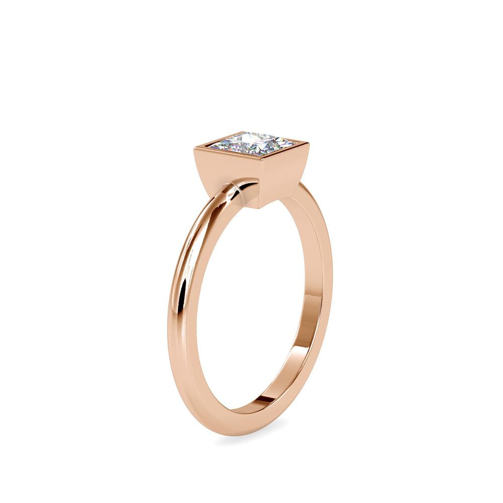 Princess Bezel Set Petite Engagement Ring