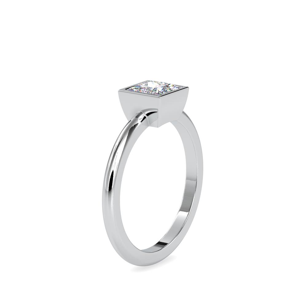 Princess Bezel Set Petite Engagement Ring