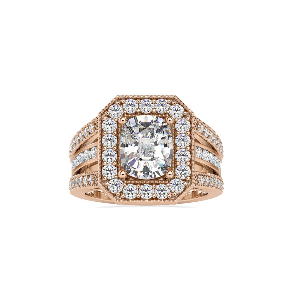 Vintage Halo Cushion Diamond Engagement Ring