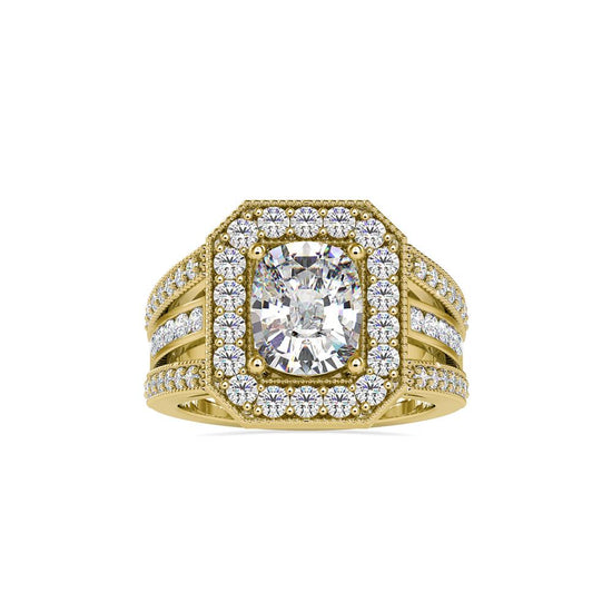 Vintage Halo Cushion Diamond Engagement Ring