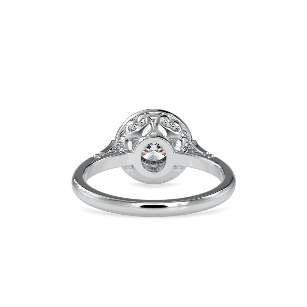 Round Bezel Set Halo Diamond Engagement Ring