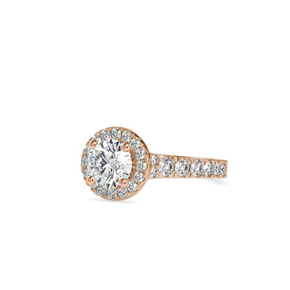 Round Halo French Pave Diamond Engagement Ring