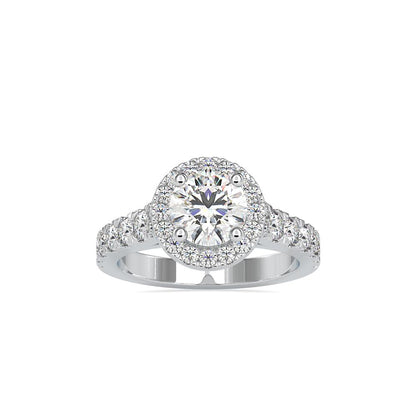 Round Halo French Pave Diamond Engagement Ring