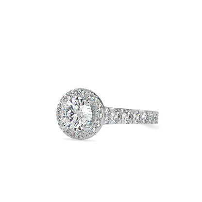Round Halo French Pave Diamond Engagement Ring