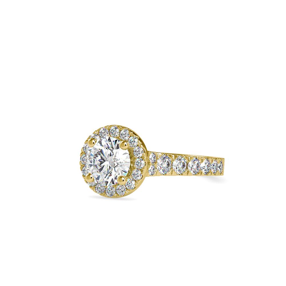 Round Halo French Pave Diamond Engagement Ring