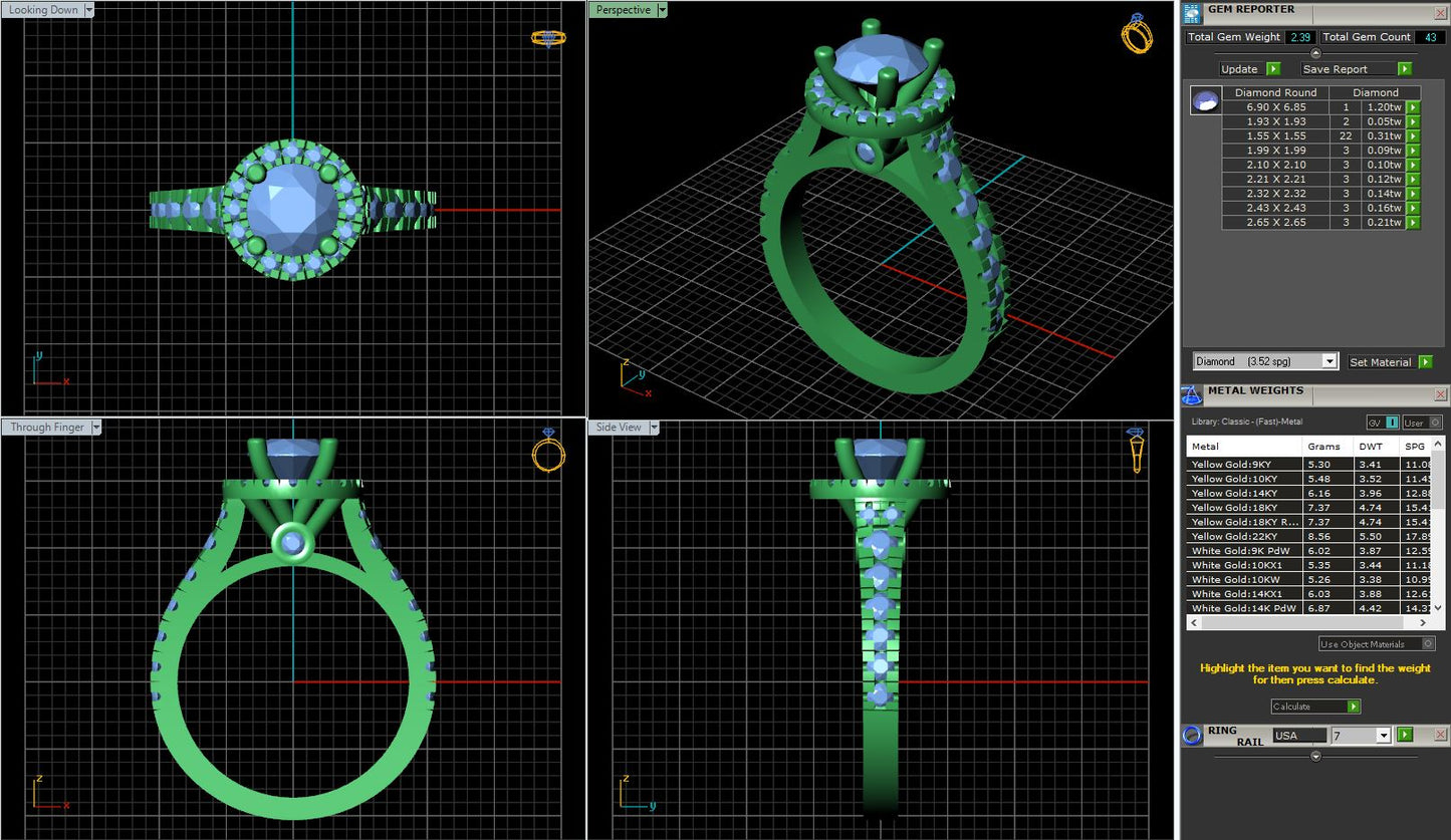 Round Halo French Pave Diamond Engagement Ring