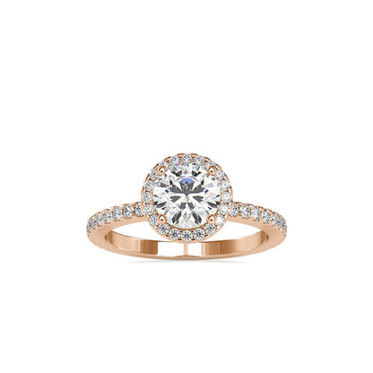Round Halo French Pave Diamond Engagement Ring