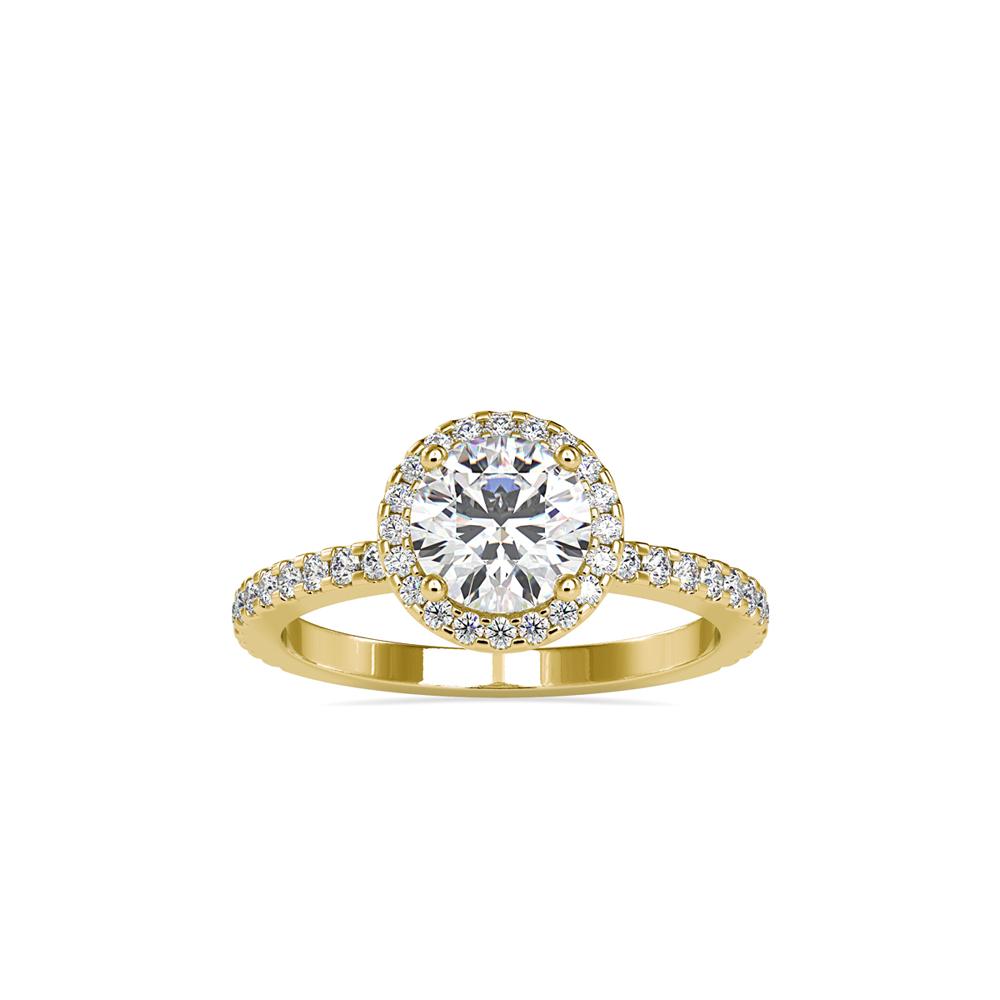 Round Halo French Pave Diamond Engagement Ring
