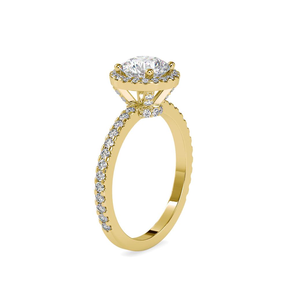 Round Halo French Pave Diamond Engagement Ring