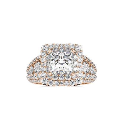 Princess Duet Halo Diamond Engagement Ring