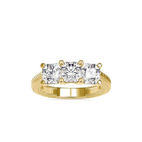 Vintage Radiant 3 Stone Engagement Ring