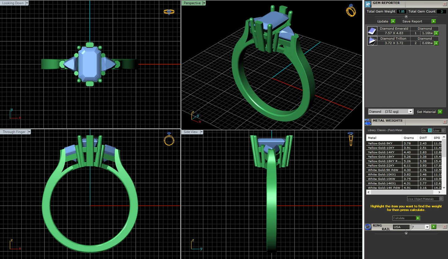 Petite 3-Stone Emerald Solitaire Engagement Ring