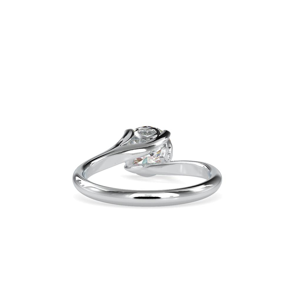 Round 4 Prong Hidden Heart Bypass Soliatire Engagement Ring