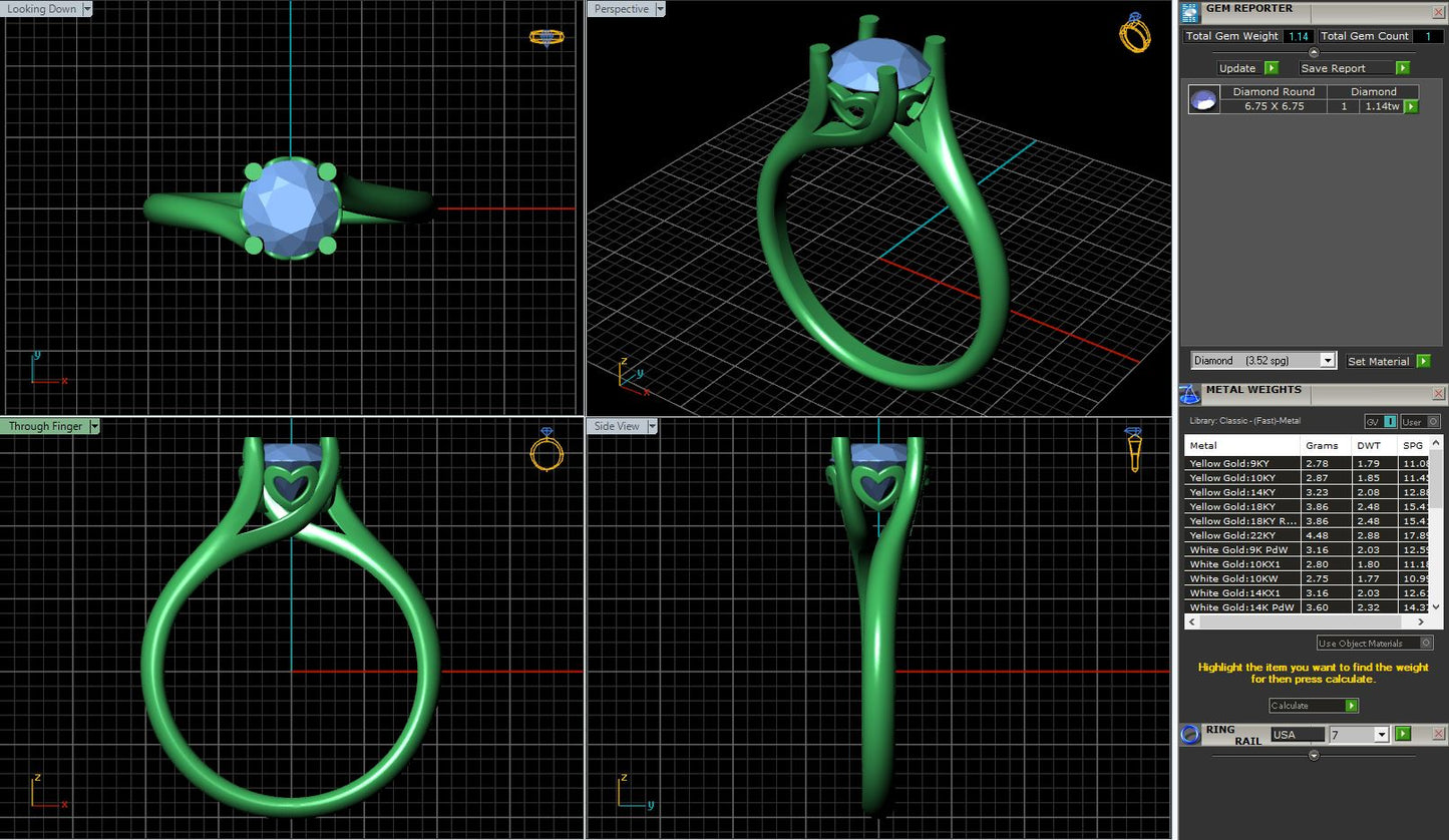 Round 4 Prong Hidden Heart Bypass Soliatire Engagement Ring