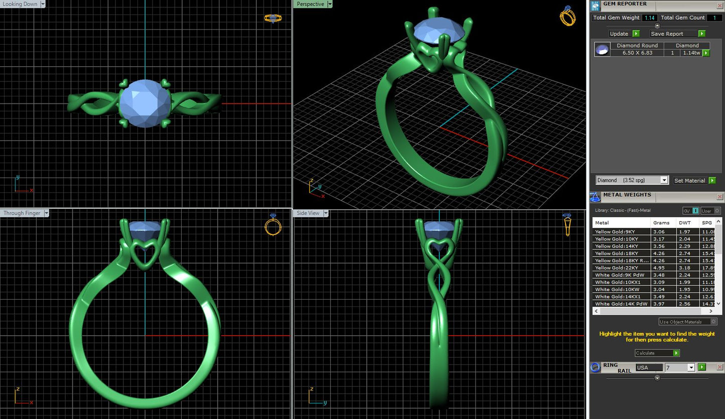 Fancy Round Heart Shape Prong Twisted Solitaire Engagement Ring