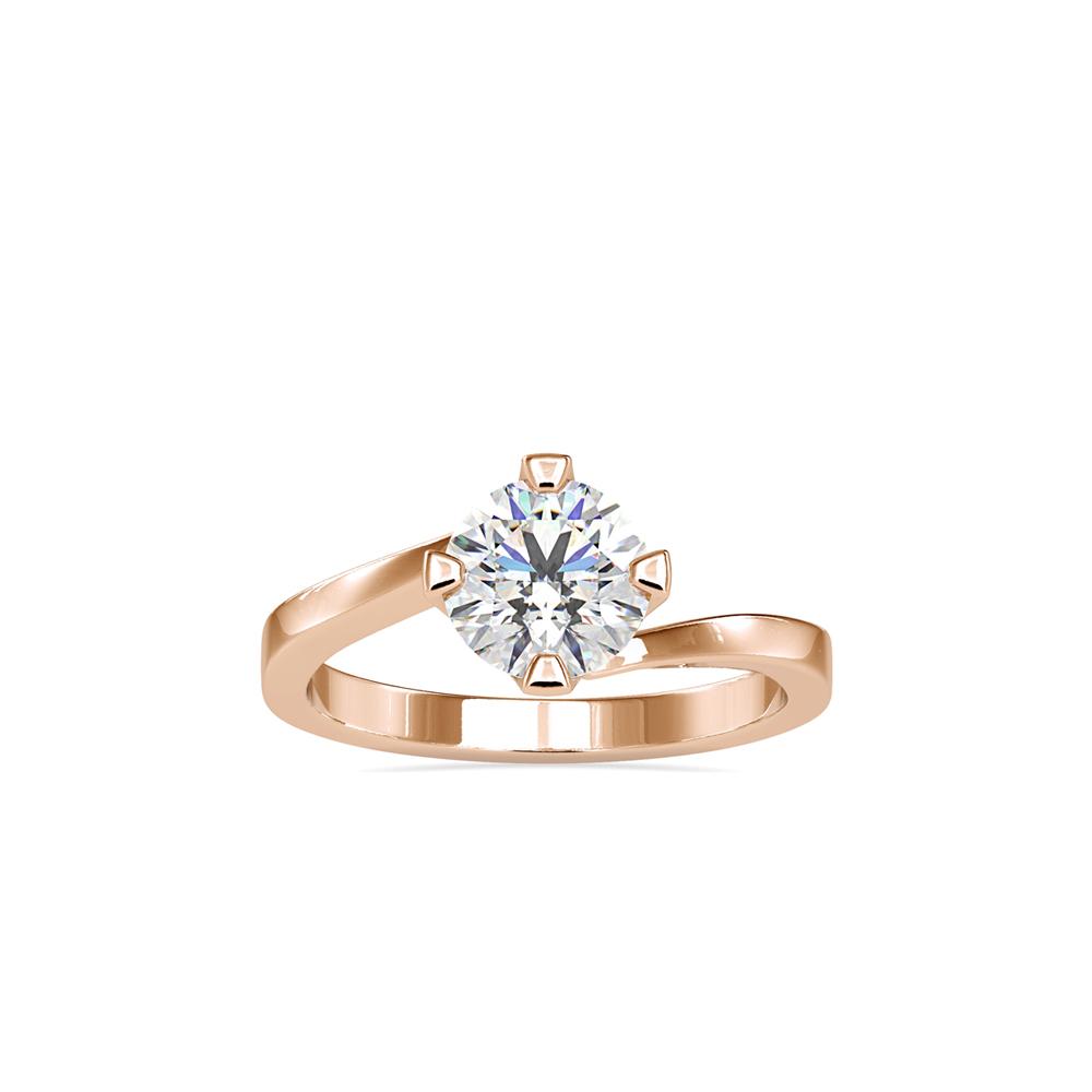 Petite 4 Prong Round Bypass Solitaire Engagement Ring