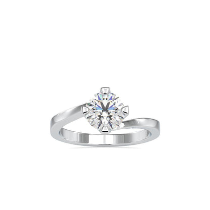 Petite 4 Prong Round Bypass Solitaire Engagement Ring