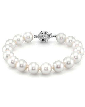 10-11mm White Freshwater Pearl Bracelet - AAA Quality
