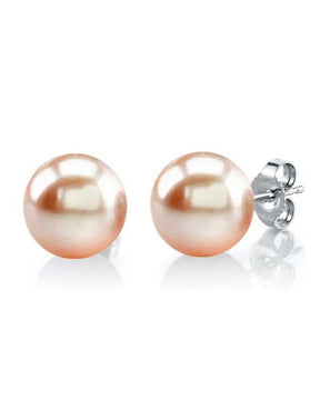 10mm Peach Freshwater Pearl Stud Earrings