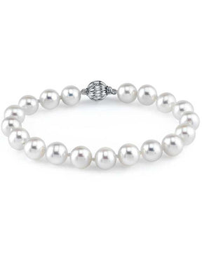 7-8mm White Freshwater Pearl Bracelet - AAAA Quality