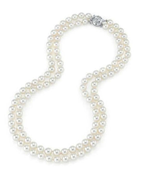 7-8mm-White-Freshwater-Pearl-Double-Strand-Necklace