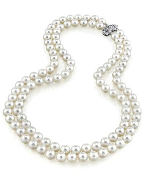 9-10mm White Freshwater Pearl Double Strand Necklace