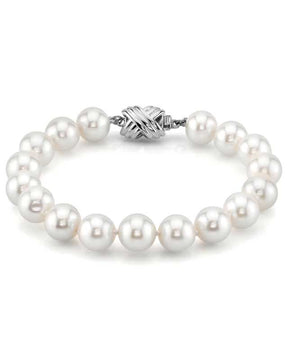 9-10mm White Freshwater Pearl Bracelet - AAA Quality