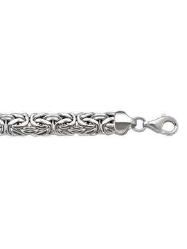 CZB120 - WHITE GOLD HOLLOW FLAT BYZANTINE LINK