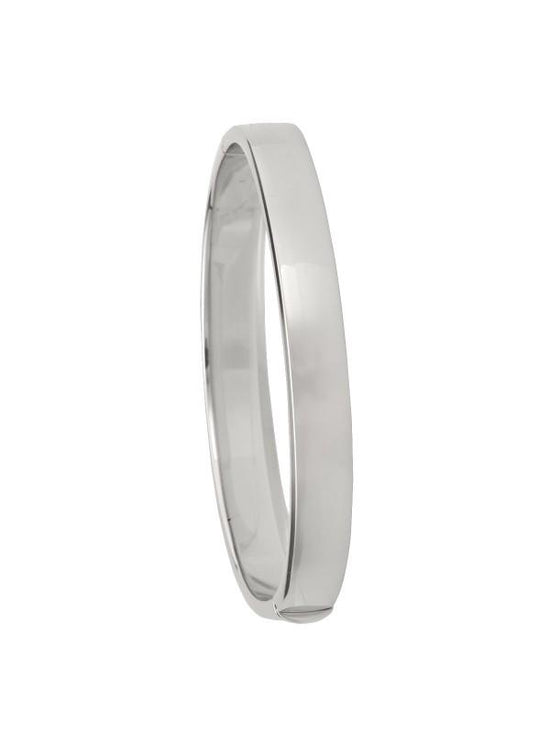 WHITE GOLD SQUARE TUBE HIGH POLISH HOLLOW BANGLE